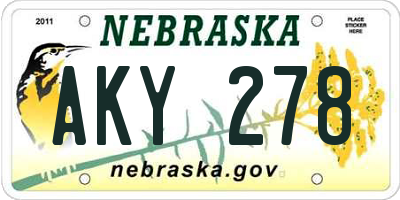 NE license plate AKY278