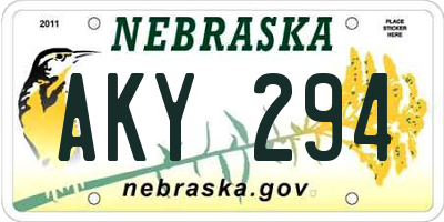 NE license plate AKY294