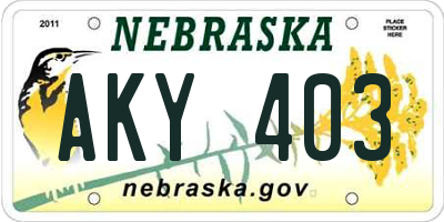 NE license plate AKY403