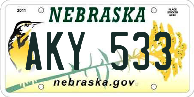 NE license plate AKY533