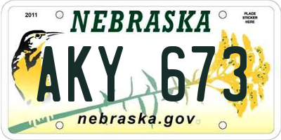 NE license plate AKY673