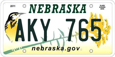 NE license plate AKY765