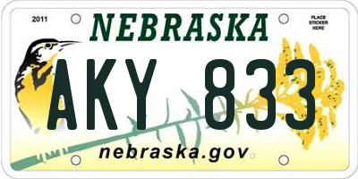 NE license plate AKY833
