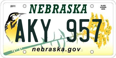 NE license plate AKY957
