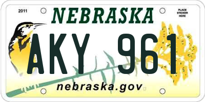 NE license plate AKY961