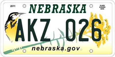 NE license plate AKZ026