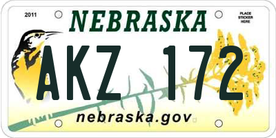 NE license plate AKZ172