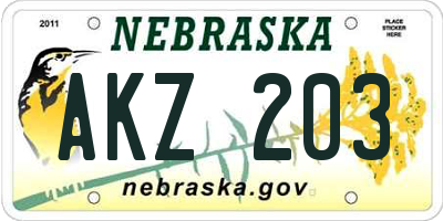 NE license plate AKZ203