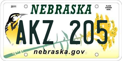 NE license plate AKZ205