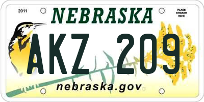 NE license plate AKZ209