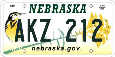 NE license plate AKZ212