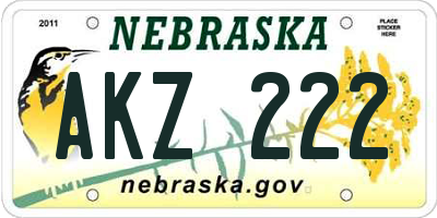 NE license plate AKZ222