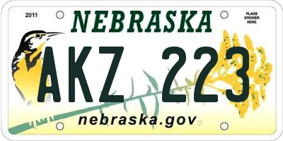 NE license plate AKZ223
