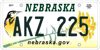 NE license plate AKZ225