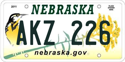NE license plate AKZ226