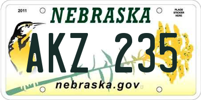 NE license plate AKZ235