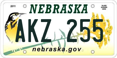 NE license plate AKZ255