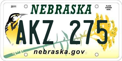 NE license plate AKZ275