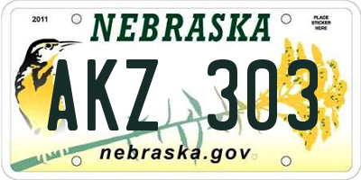 NE license plate AKZ303