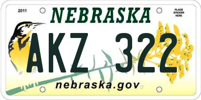 NE license plate AKZ322