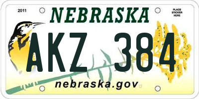 NE license plate AKZ384