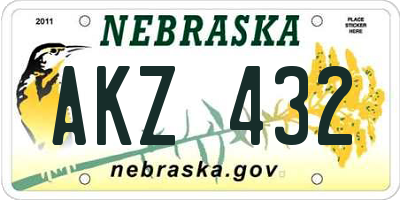 NE license plate AKZ432