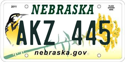 NE license plate AKZ445