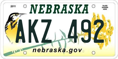 NE license plate AKZ492