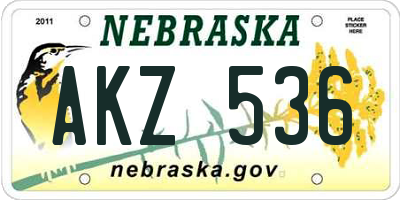 NE license plate AKZ536