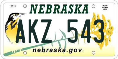 NE license plate AKZ543