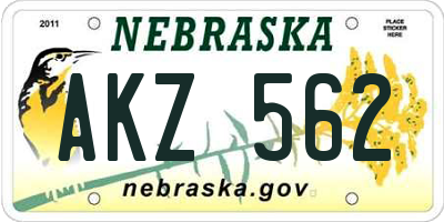 NE license plate AKZ562