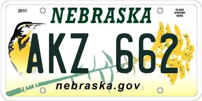 NE license plate AKZ662