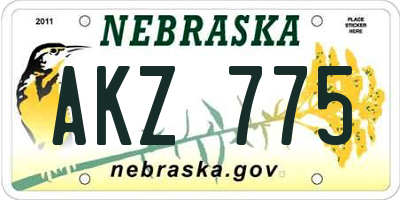 NE license plate AKZ775