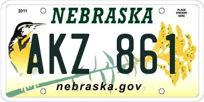 NE license plate AKZ861