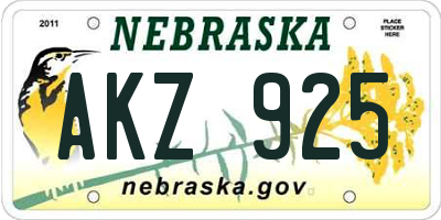 NE license plate AKZ925