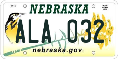 NE license plate ALA032