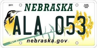 NE license plate ALA053