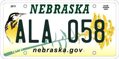 NE license plate ALA058