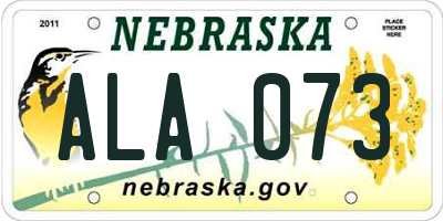 NE license plate ALA073
