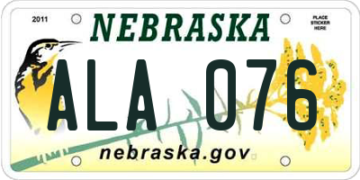 NE license plate ALA076