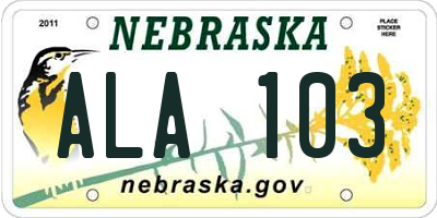 NE license plate ALA103
