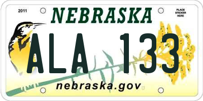 NE license plate ALA133