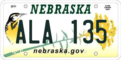 NE license plate ALA135