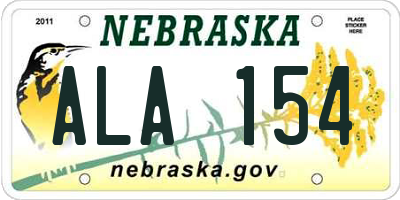 NE license plate ALA154