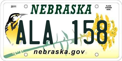 NE license plate ALA158