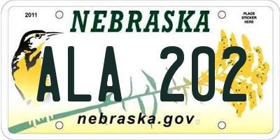 NE license plate ALA202