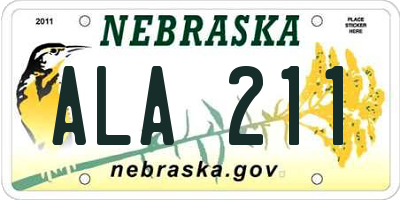 NE license plate ALA211