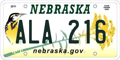NE license plate ALA216