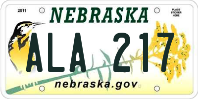 NE license plate ALA217