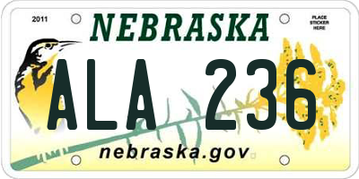 NE license plate ALA236